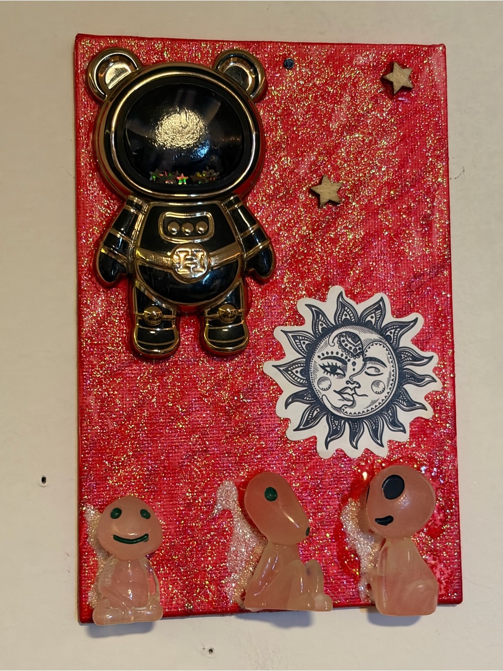 Canvas decor, Red Mixed Media Wall Art